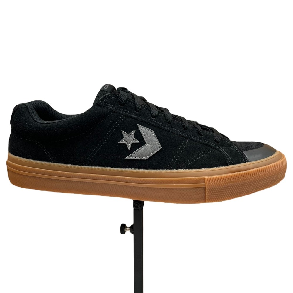 Converse Mens Suede Skate Sneakers Size 10 Black Gum Sole Sport Casual Lace‎ up